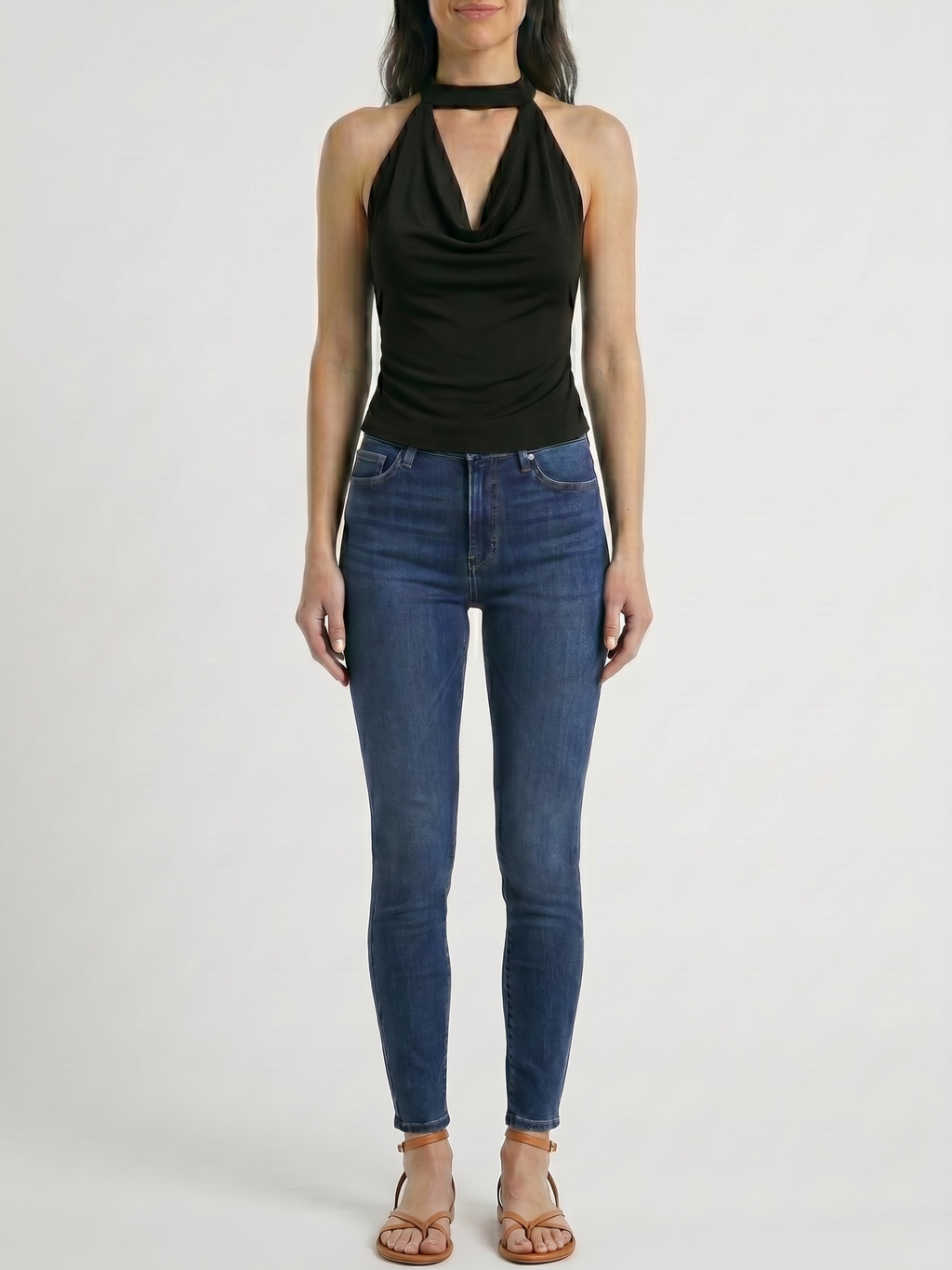 Selene™ | Top Halter Cowl Neck Satinado