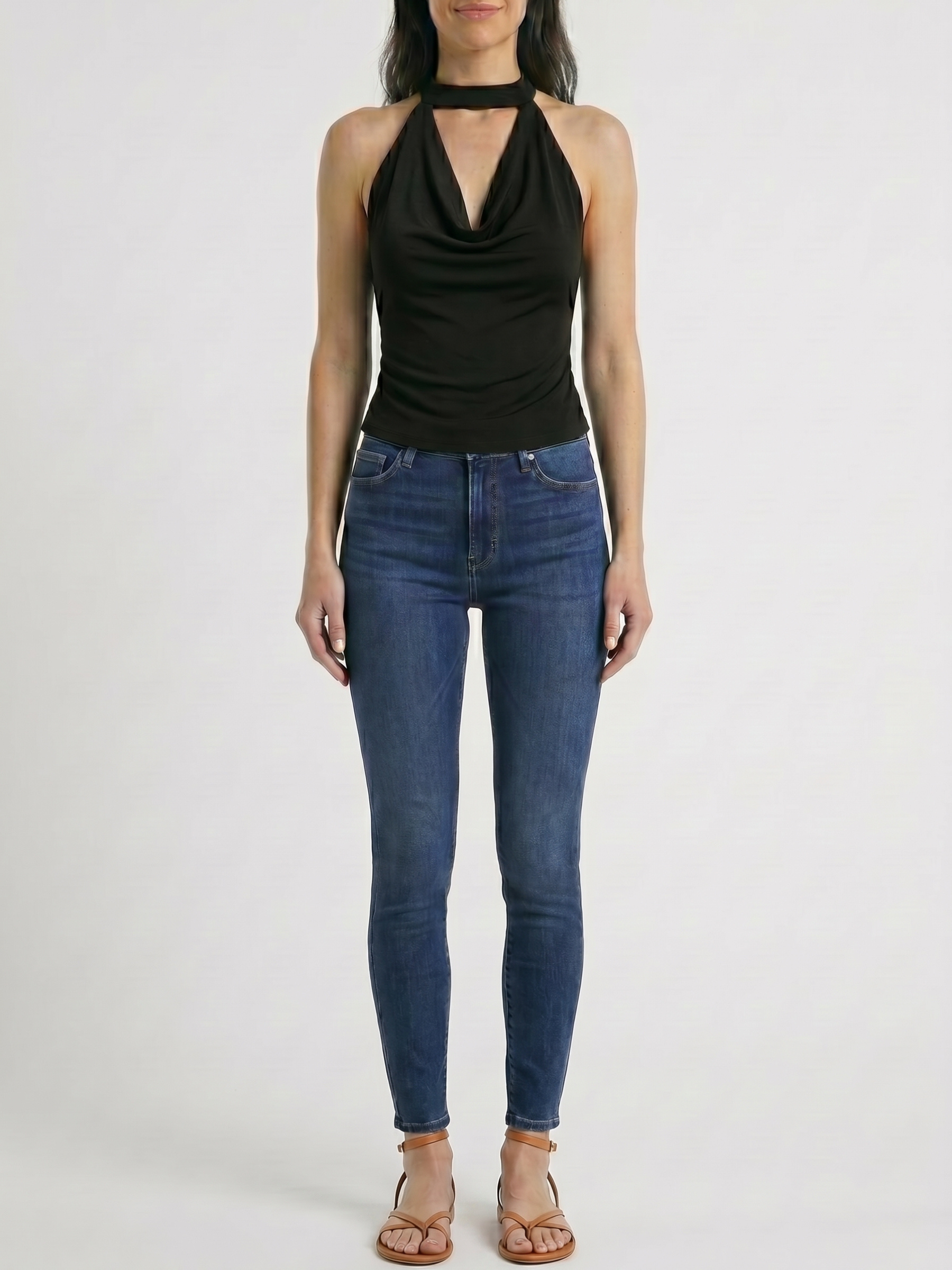 Selene™ | Top Halter Cowl Neck Satinado