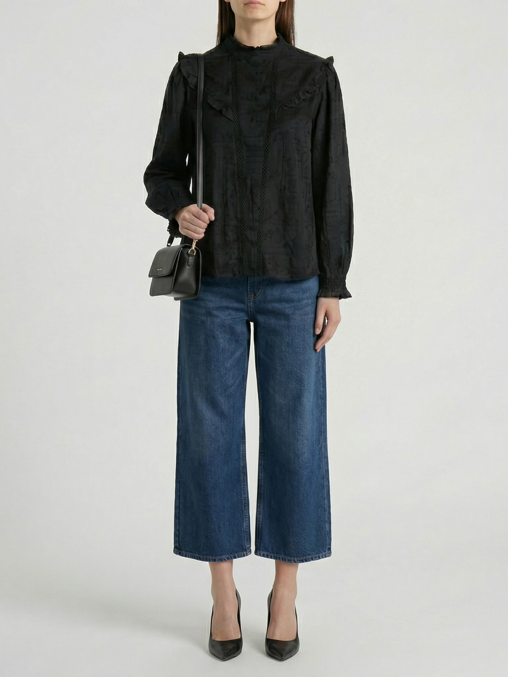 Valentina™ Blusa con volantes negro