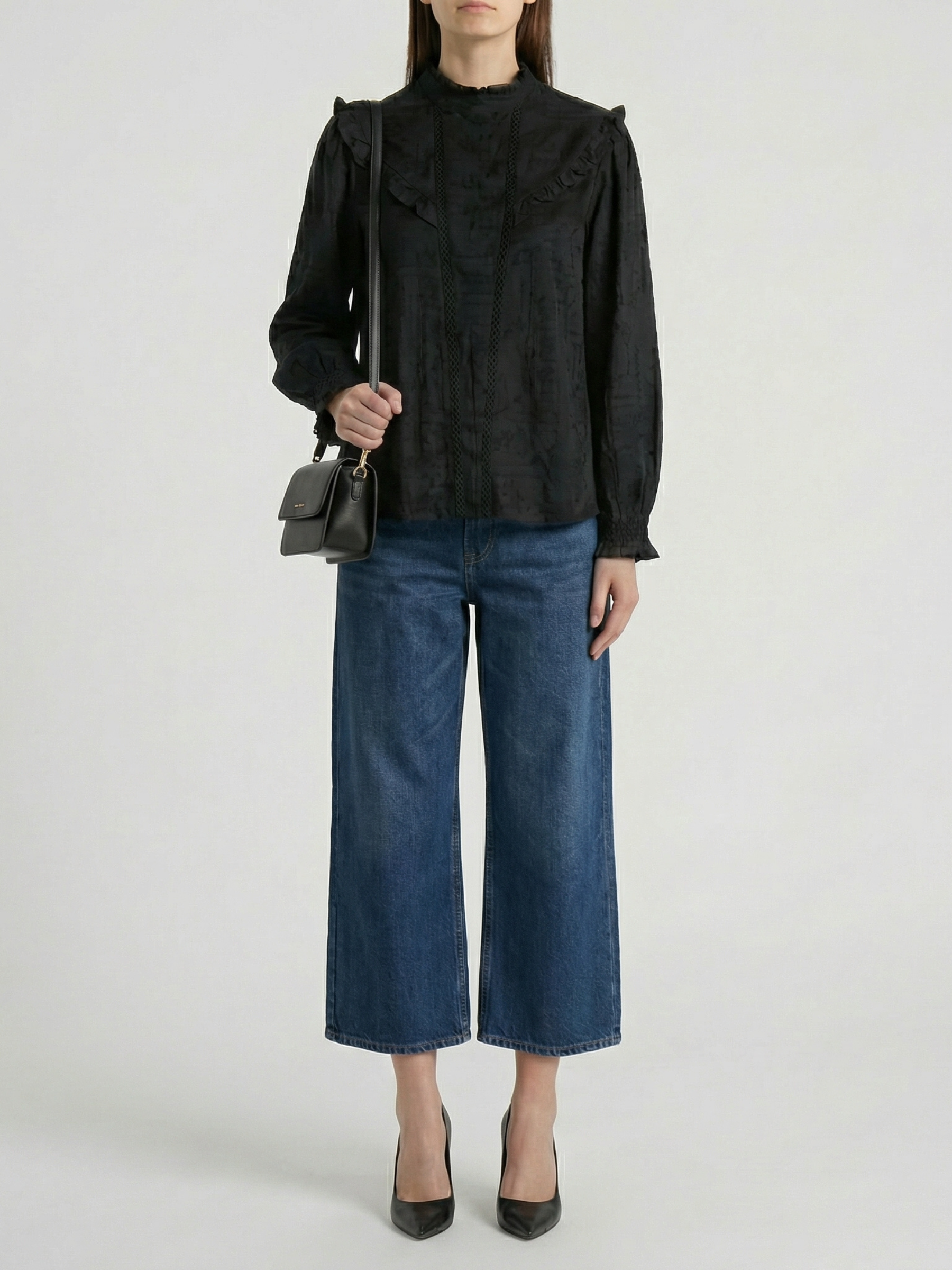 Valentina™ Blusa con volantes negro