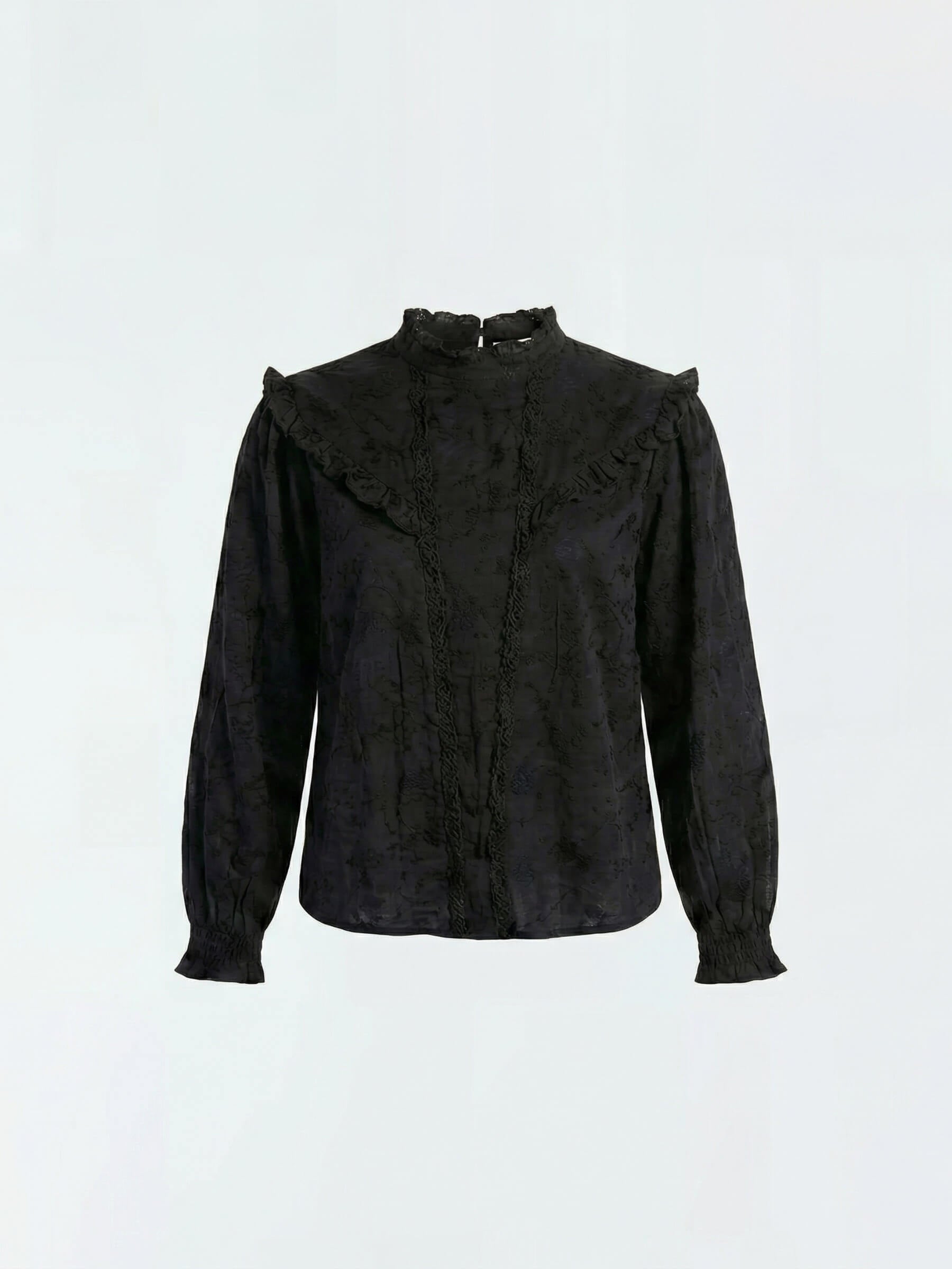 Valentina™ Blusa con volantes negro