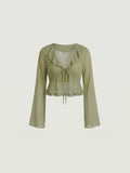 Sage™ | Blusa Chifón Volantes con Lazo