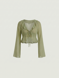 Sage™ | Blusa Chifón Volantes con Lazo