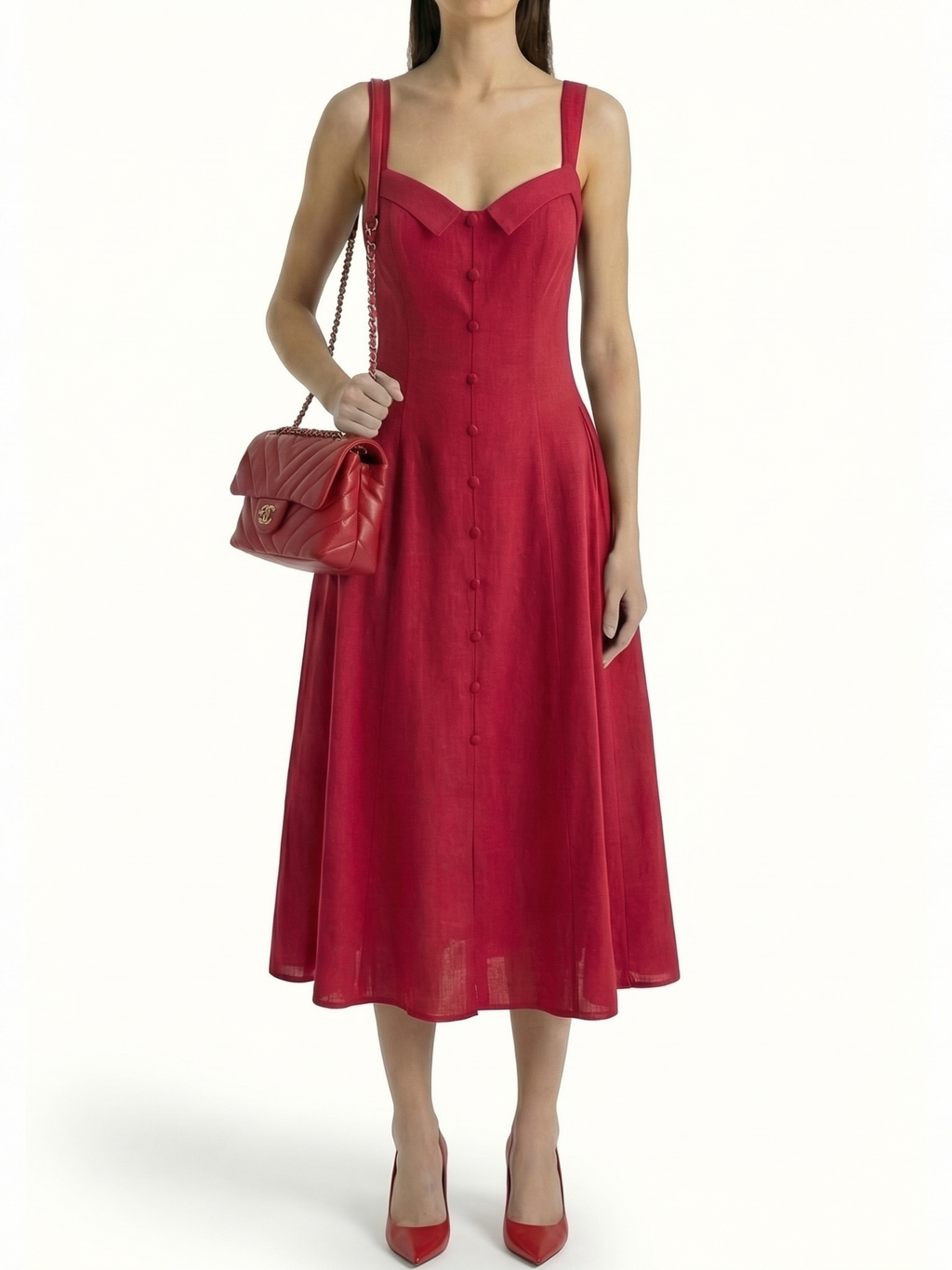 Sandra™ Vestido Midi Rojo