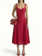 Sandra™ Vestido Midi Rojo