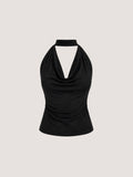 Selene™ | Top Halter Cowl Neck Satinado