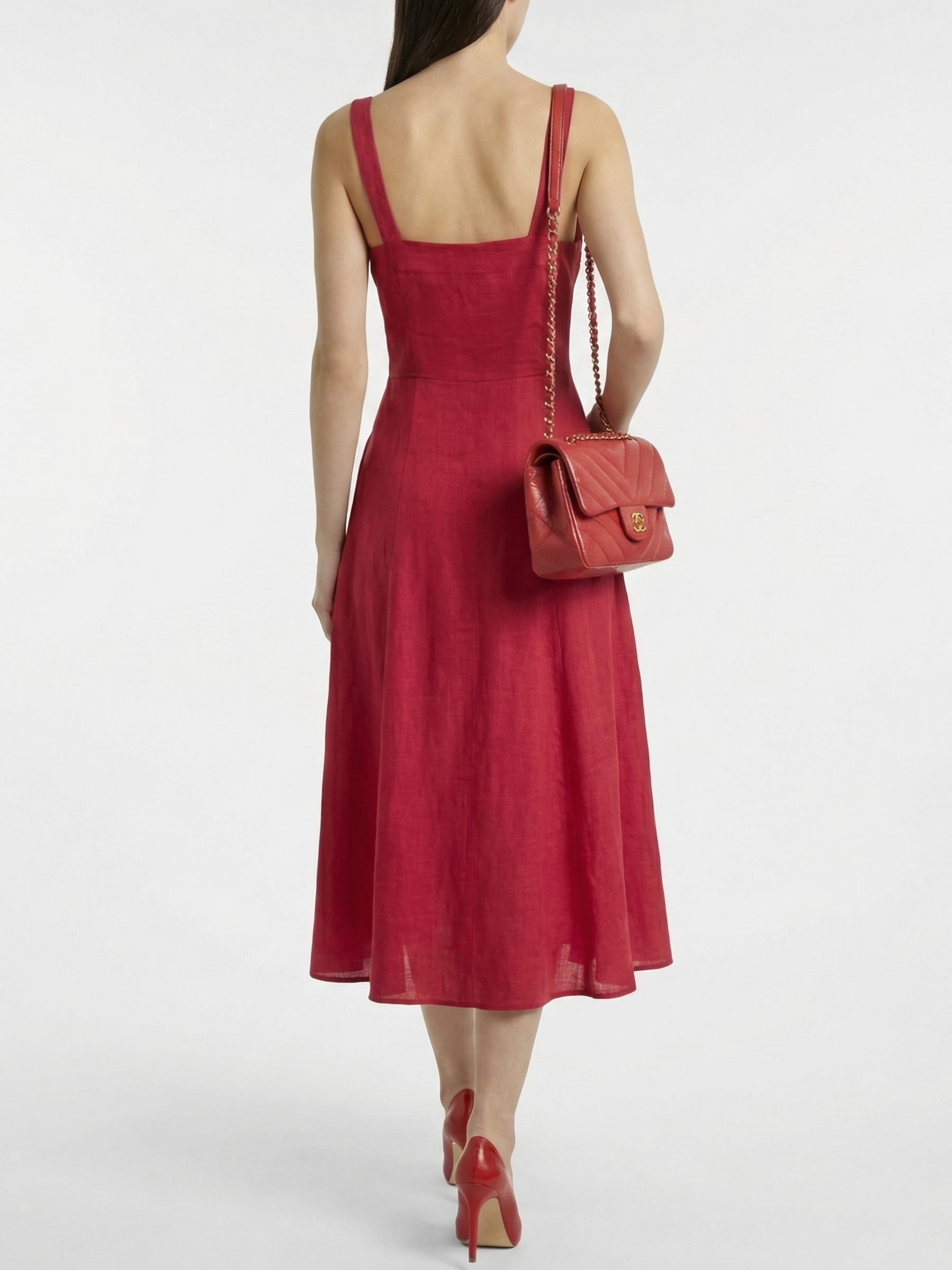 Sandra™ Vestido Midi Rojo