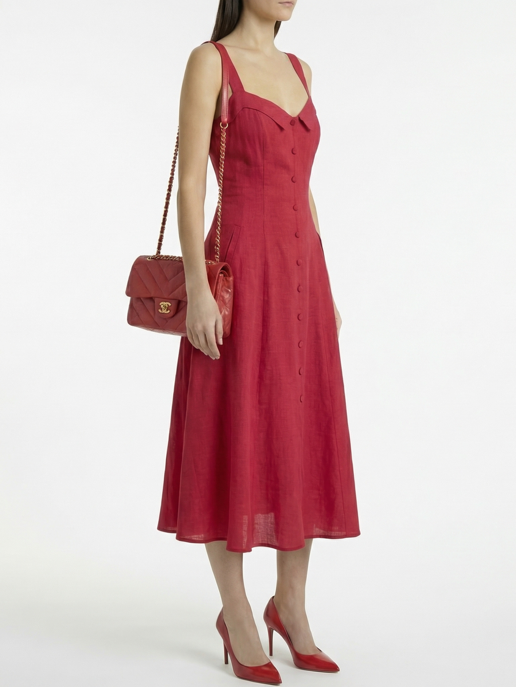 Sandra™ Vestido Midi Rojo