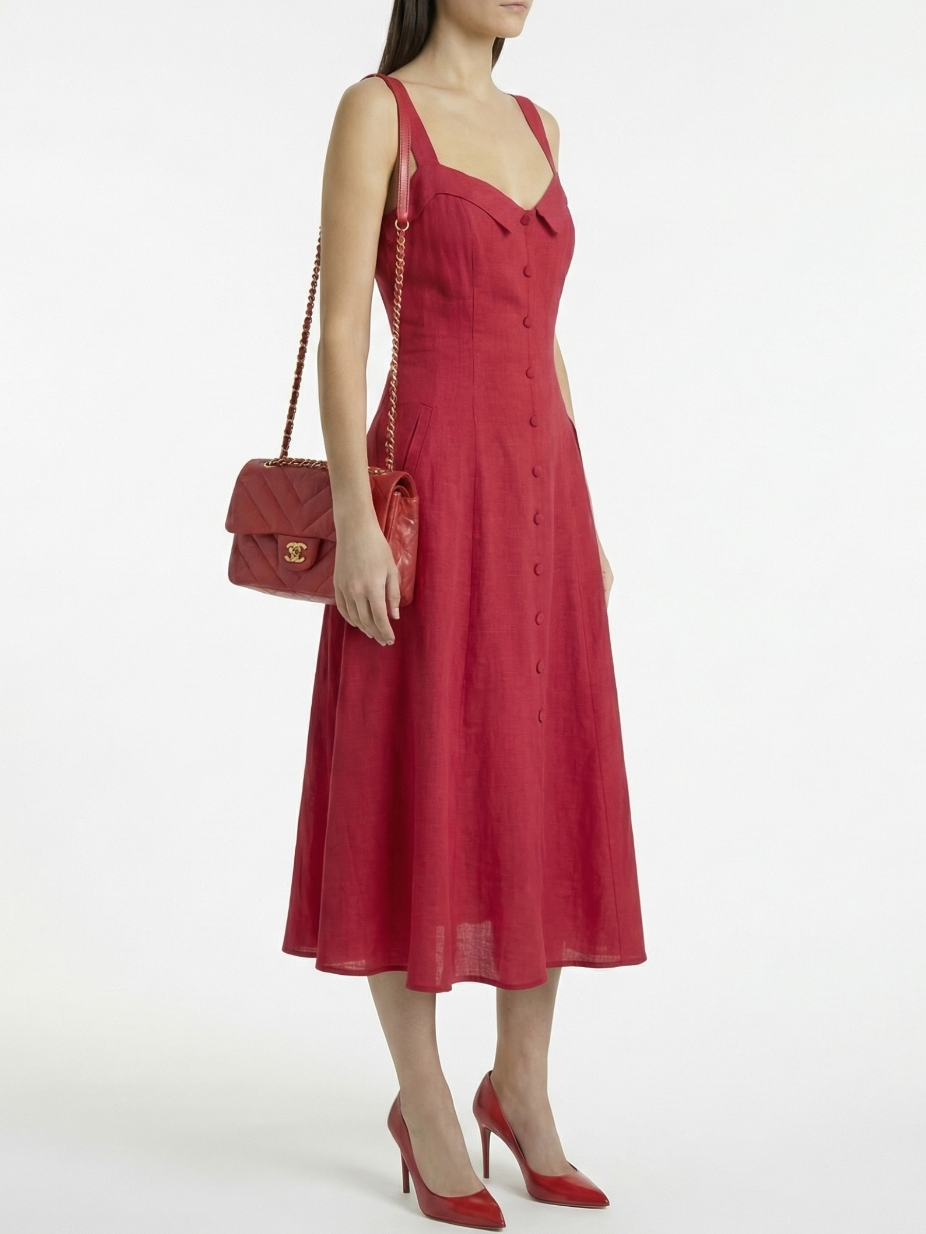 Sandra™ Vestido Midi Rojo