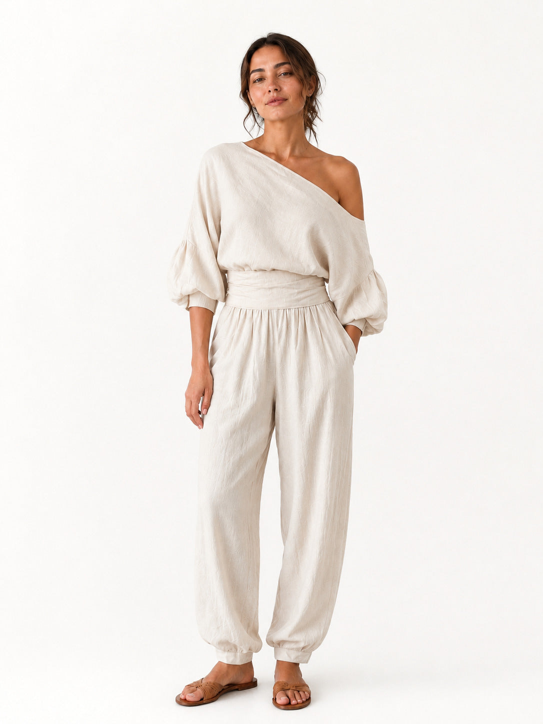 Elara™ | Conjunto Lino Blusa