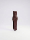 Solenne™ | Vestido efecto piel con abertura