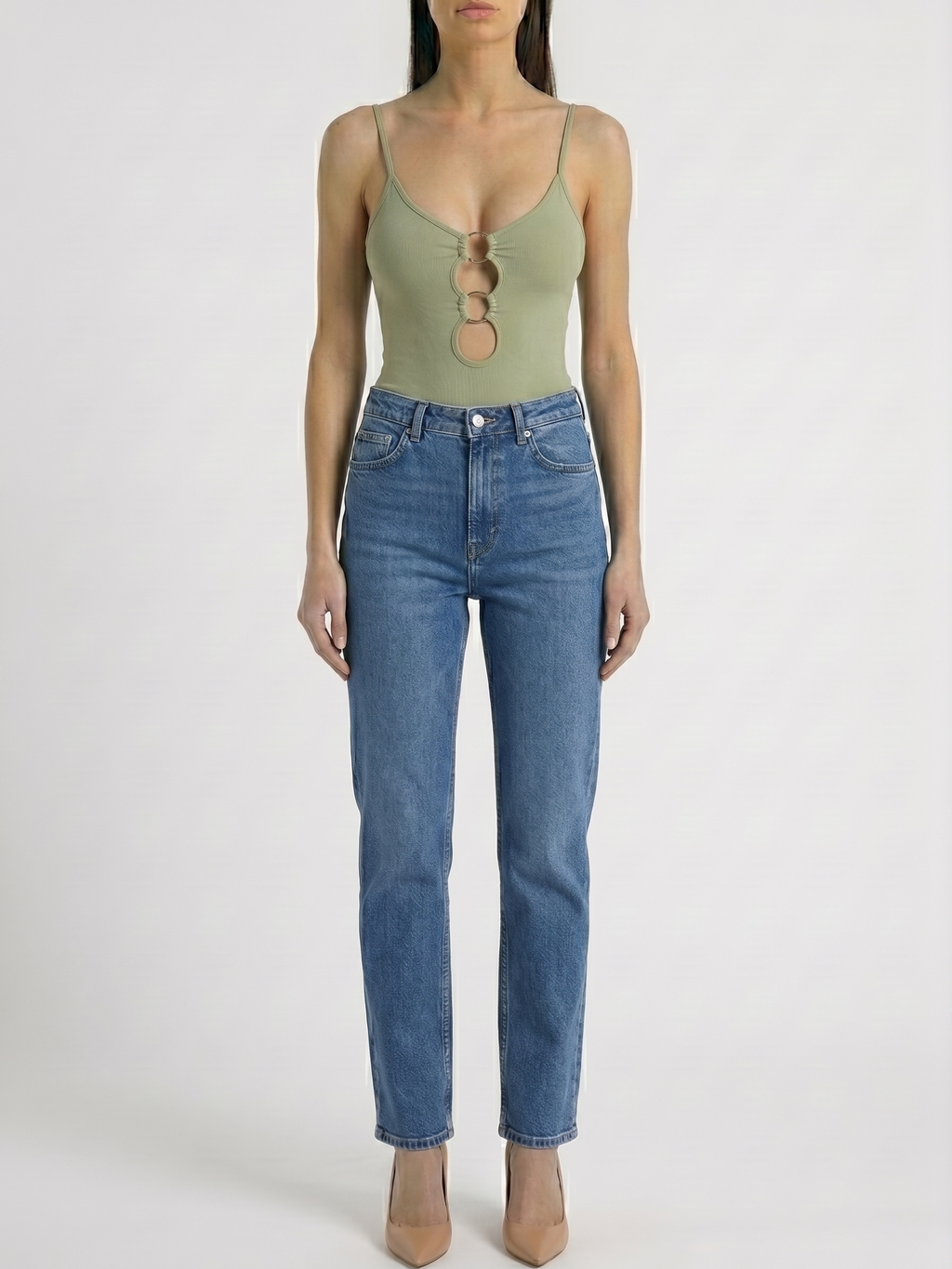 Celeste™ | Top Acanalado con Argollas