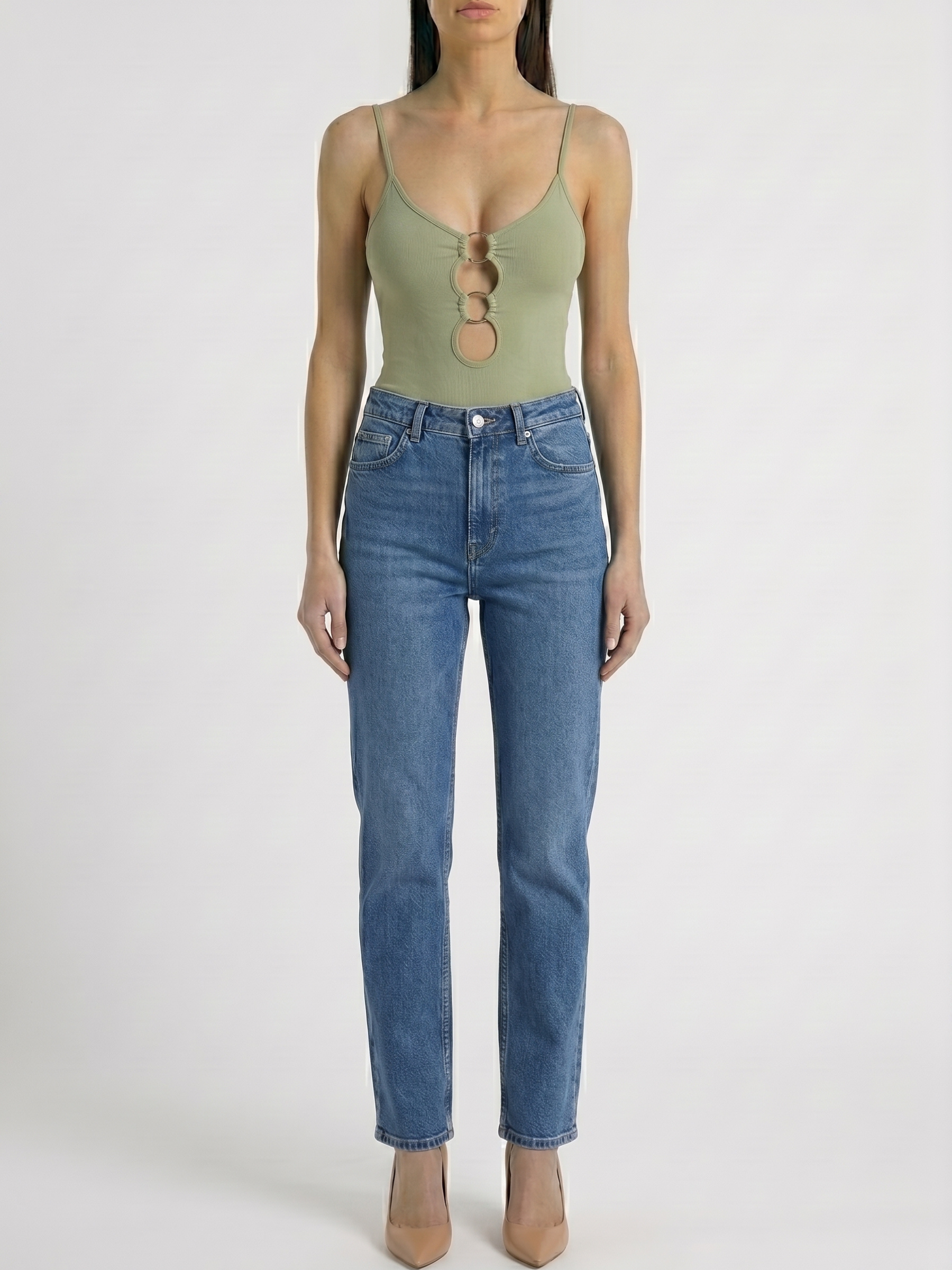 Celeste™ | Top Acanalado con Argollas
