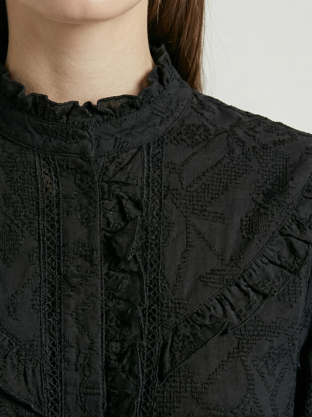 Valentina™ Blusa con volantes negro