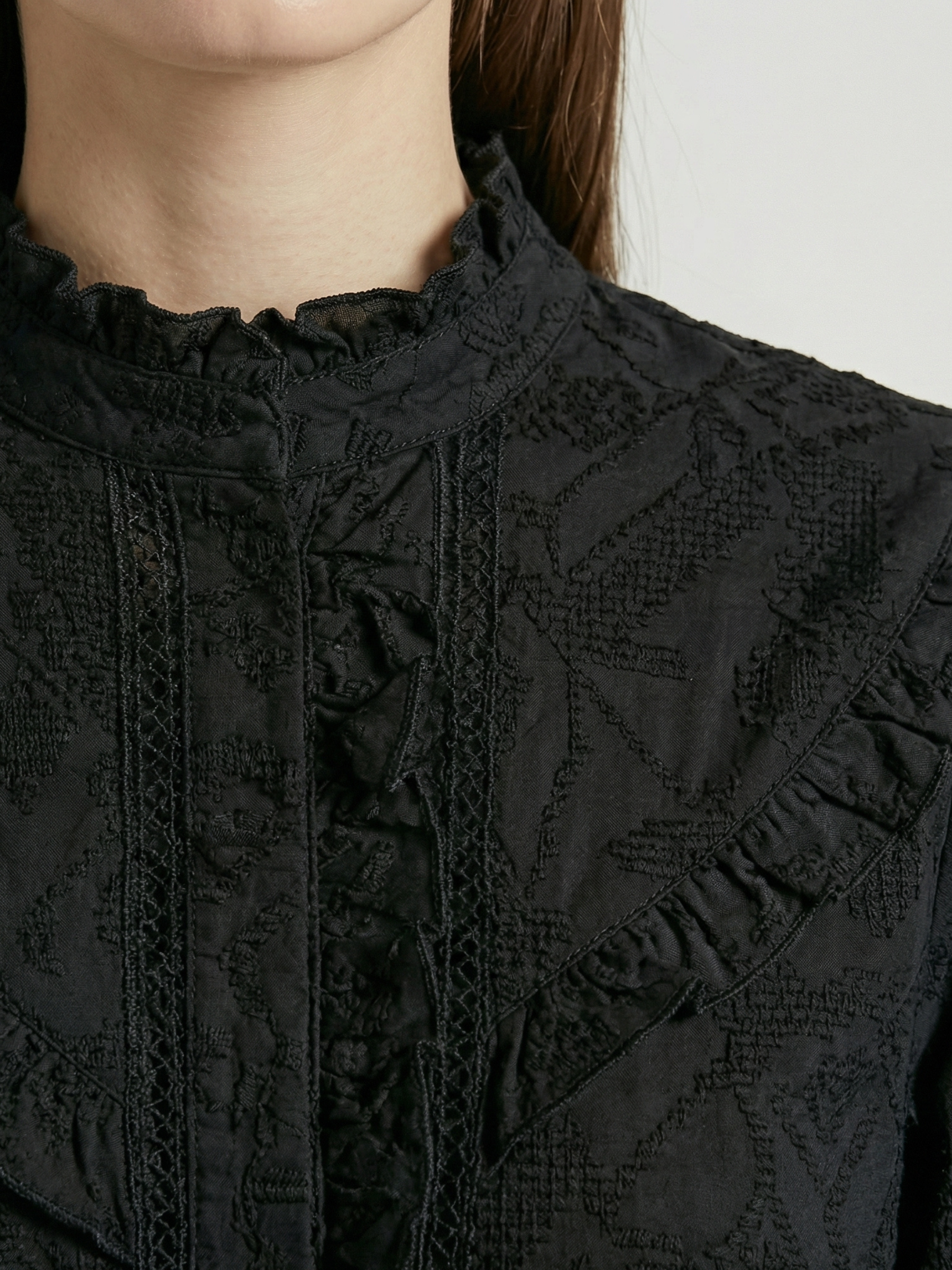 Valentina™ Blusa con volantes negro