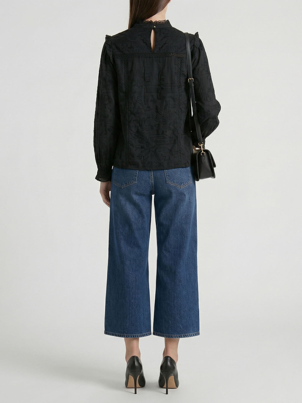 Valentina™ Blusa con volantes negro