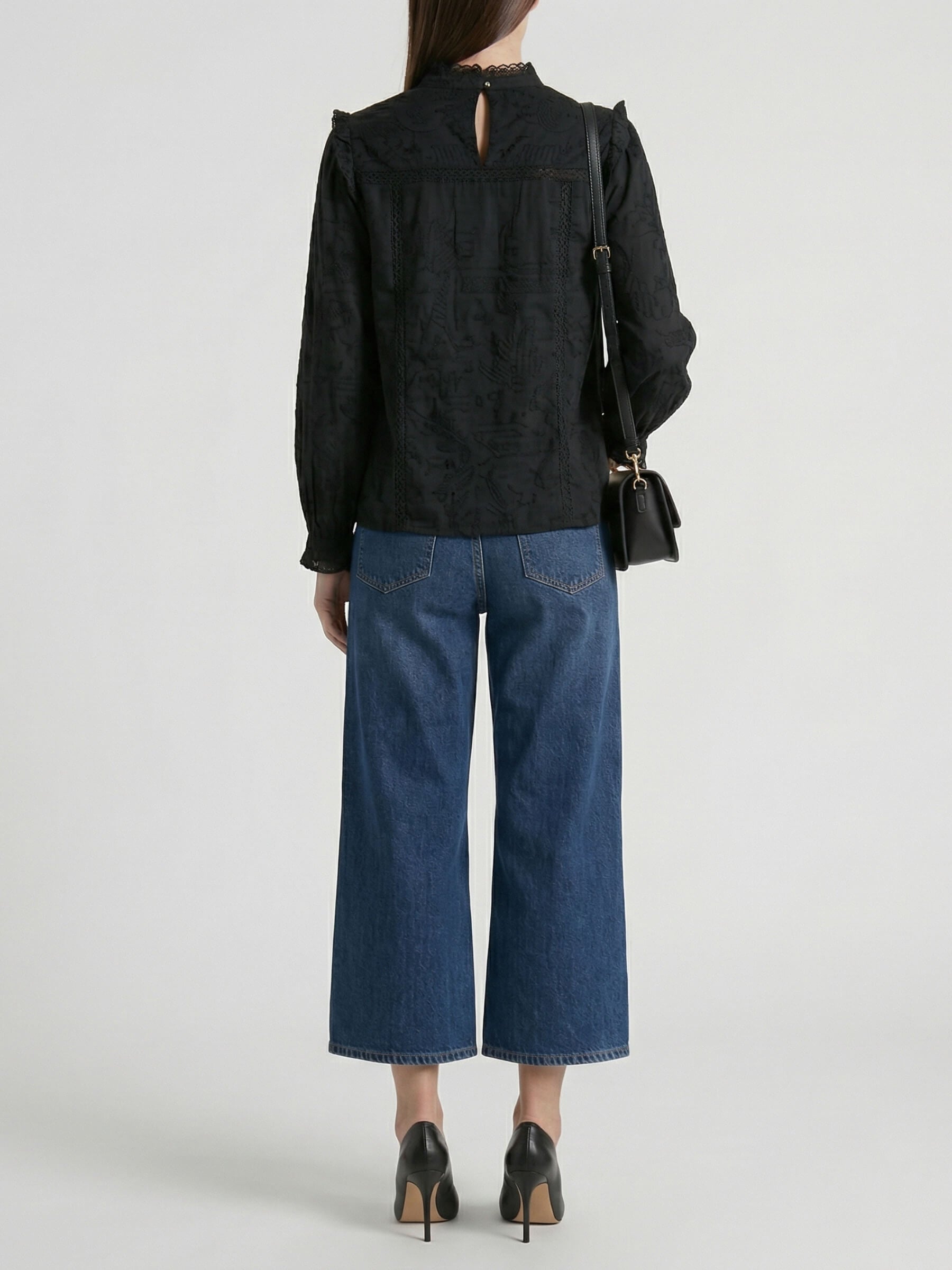 Valentina™ Blusa con volantes negro