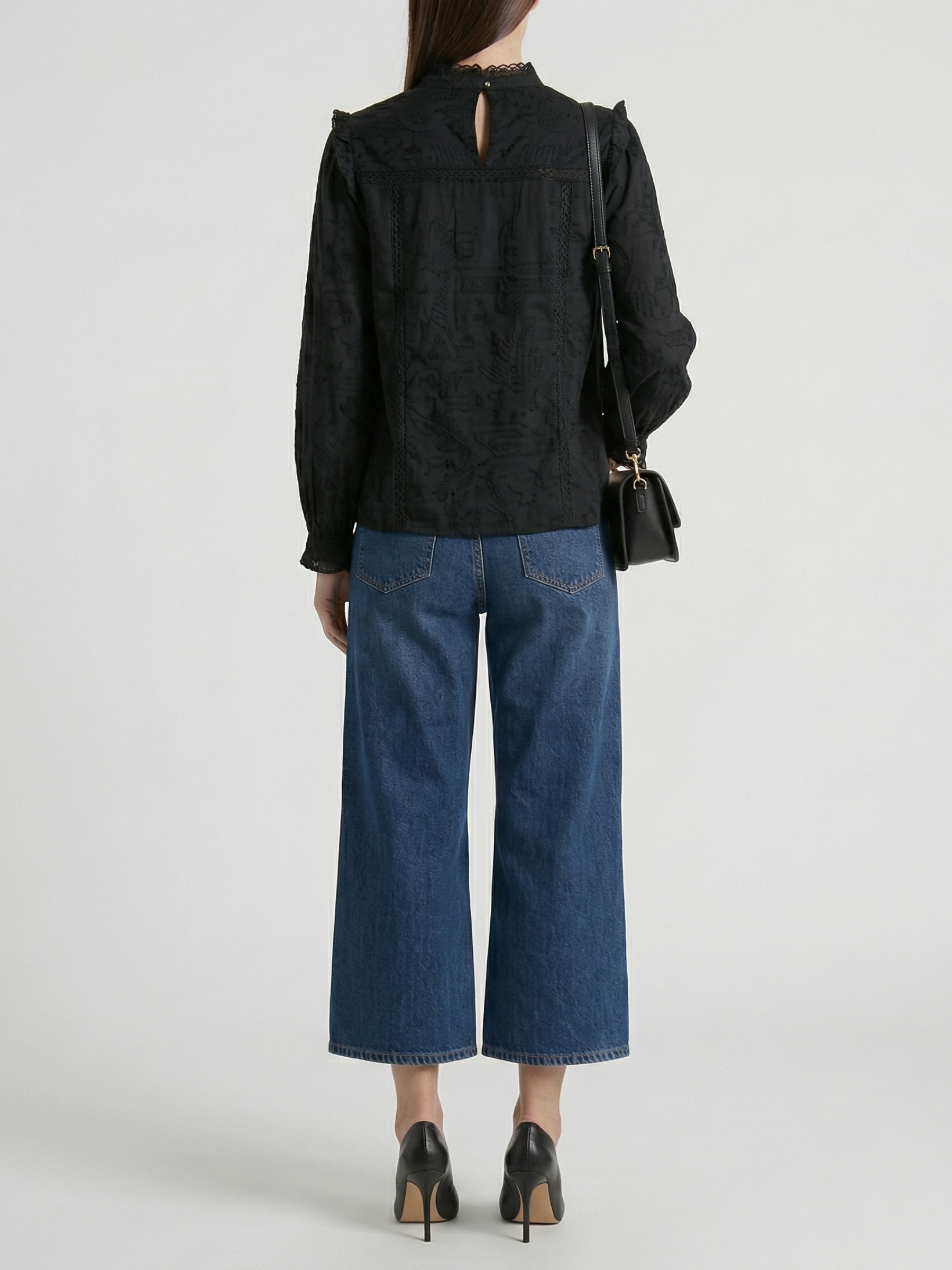 Valentina™ Blusa con volantes negro