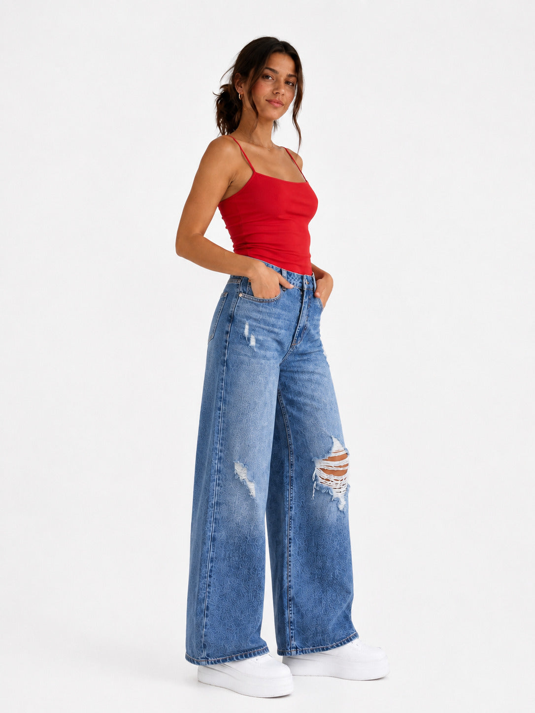 Alba™ Jean Wide Leg Azul Roto