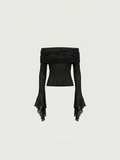 Noir Reverie™ | Blusa Off-Shoulder Manga Larga