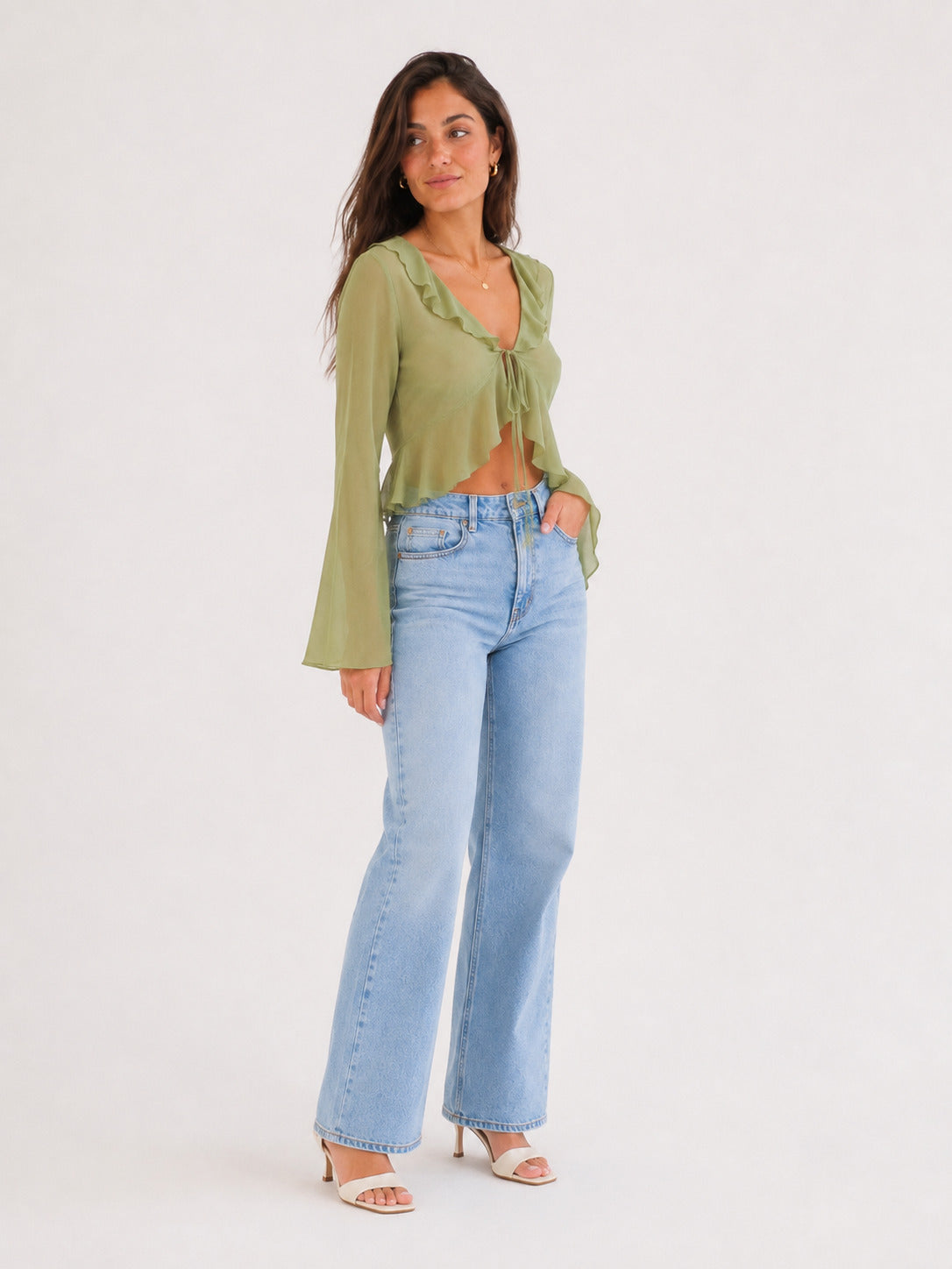Sage™ | Blusa Chifón Volantes con Lazo