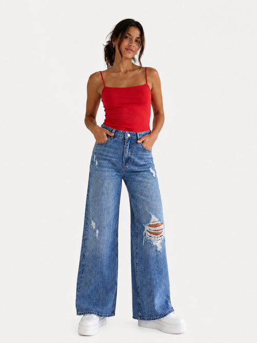 Alba™ Jean Wide Leg Azul Roto