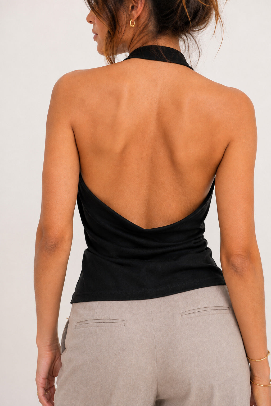 Selene™ | Top Halter Cowl Neck Satinado