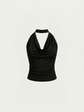Selene™ | Top Halter Cowl Neck Satinado