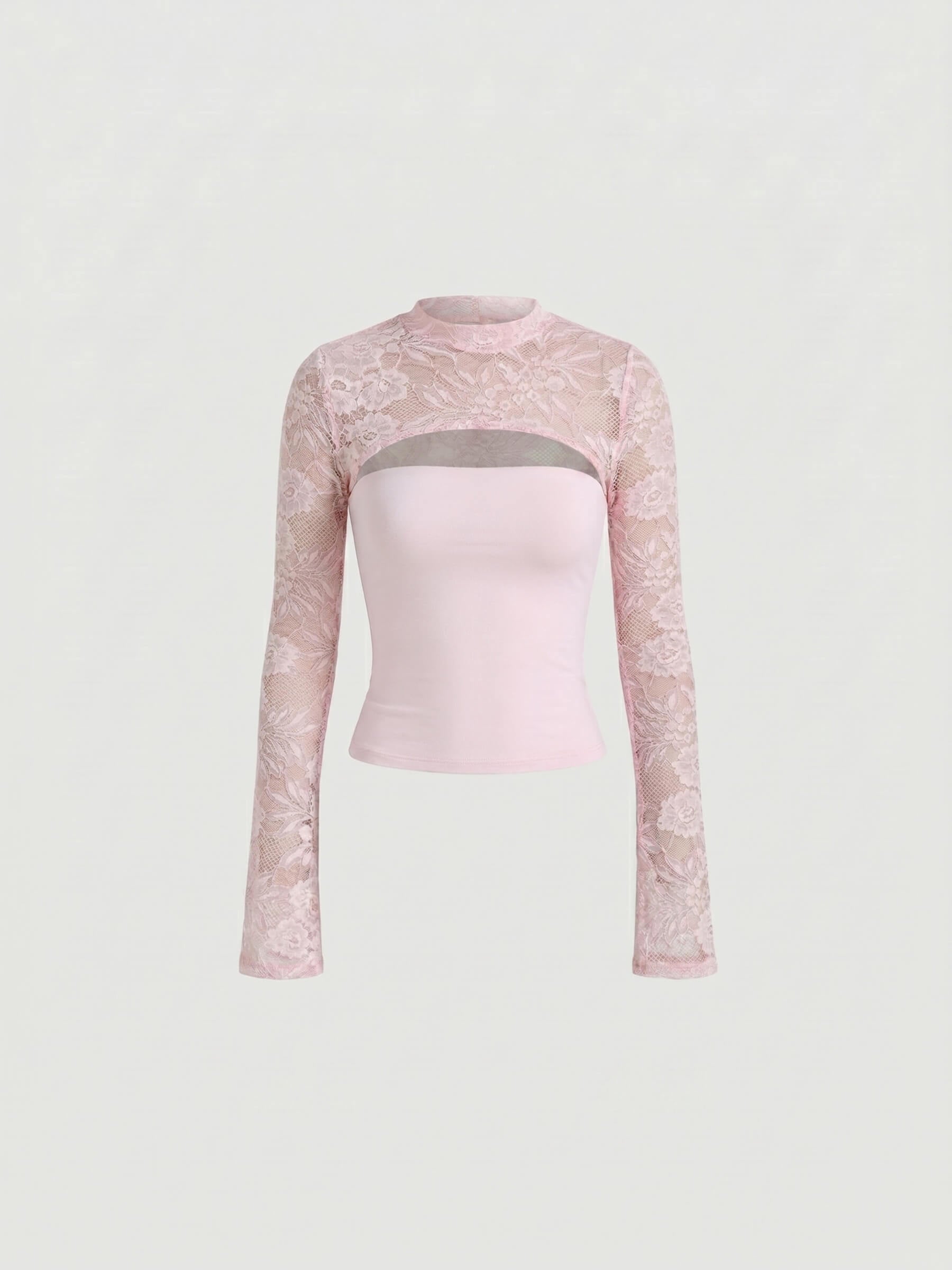 Rosée™ | Top Encaje Floral con Panel Satinado