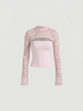 Rosée™ | Top Encaje Floral con Panel Satinado